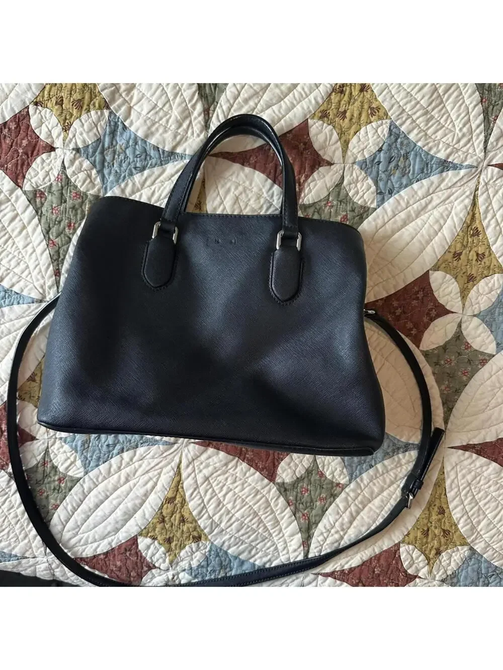 Kate Spade New York Evangelie Laurel Way Satchel Handbag Saffiano Leather Black